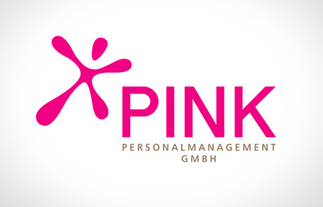 Pink mit elegantem Farbspritzer, das neue Logo für Pink Personalmanagement | Handmade Interactive Werbeagentur Design und Logoentwicklung